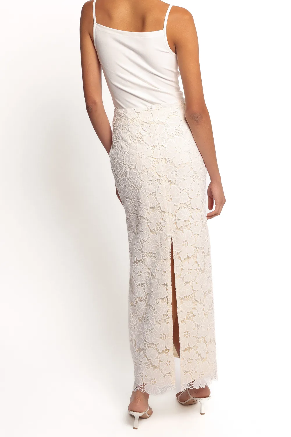 Lace Sequin Floral Maxi Skirt