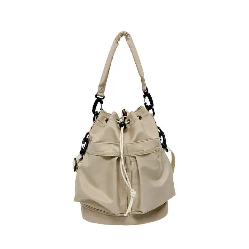 Drawstring Nylon Bucket Bag