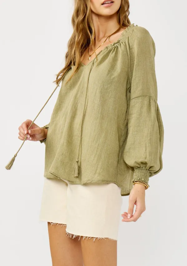 Tie Neck Long Sleeve Blouse