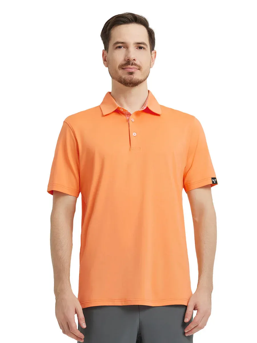 Men'S Designed Collared Solid Performance Polo