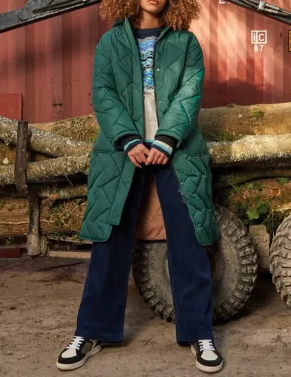 Quilted Coat In Dark Green
