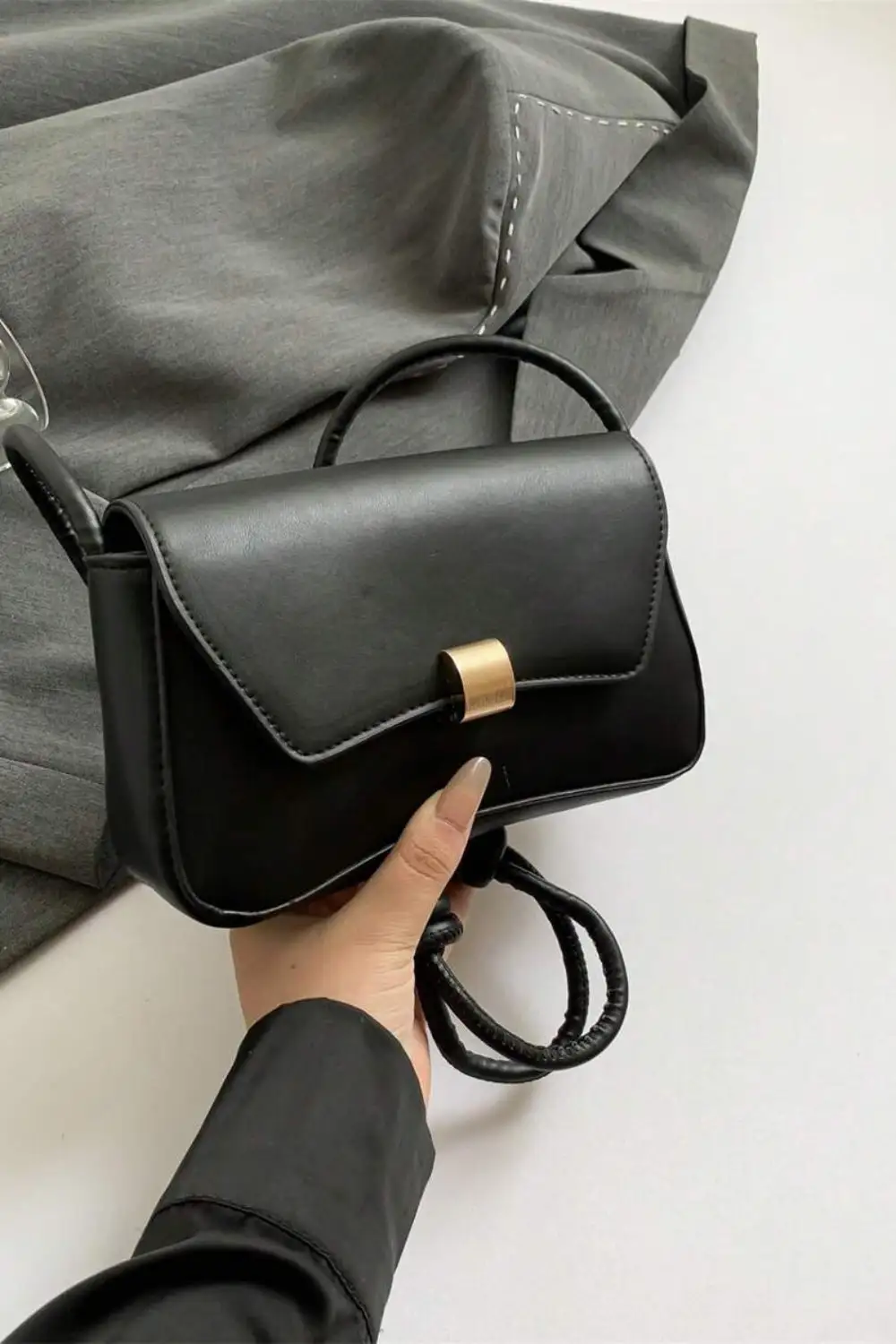 Mini Square PU Bag – Colorful Pattern, Flap Closure & Adjustable Strap