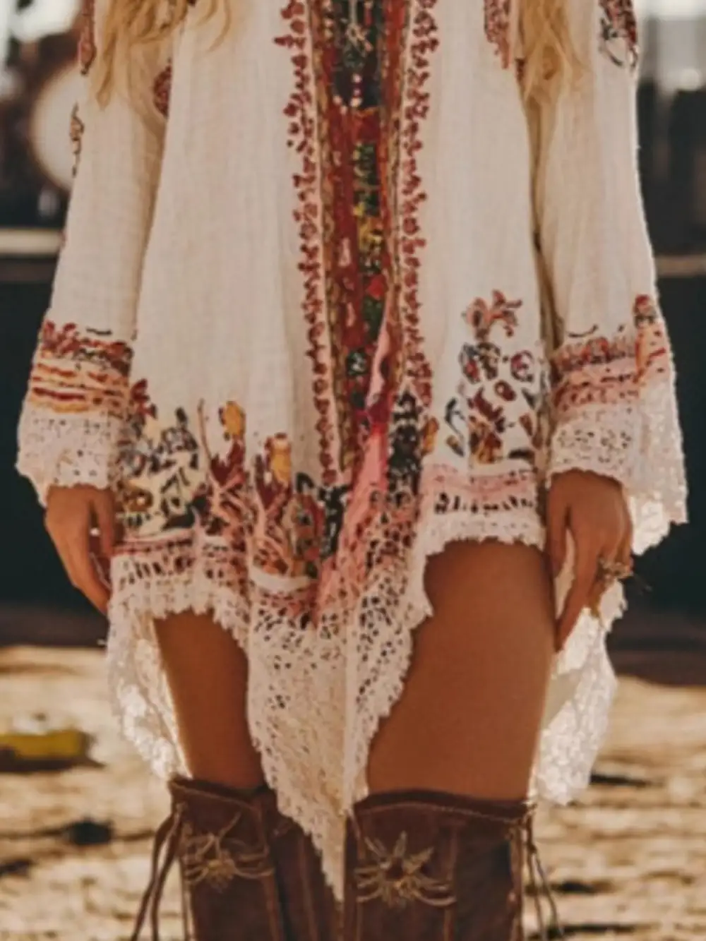 Lace Long Sleeve Mini Dress