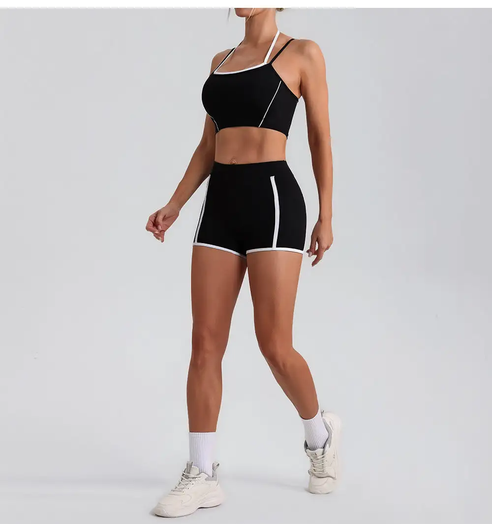 Contrast-Trim Backless Top and Shorts Active Set
