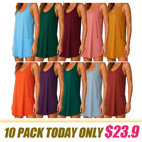 🔥Women's Casual Tank Dress with Built-in Shorts & Pockets