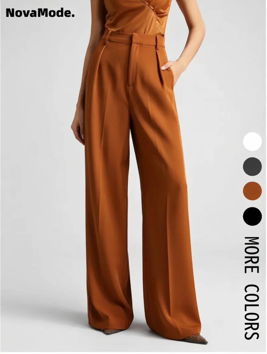 Women's Solid Color Basic Wide-Leg Loose Pants