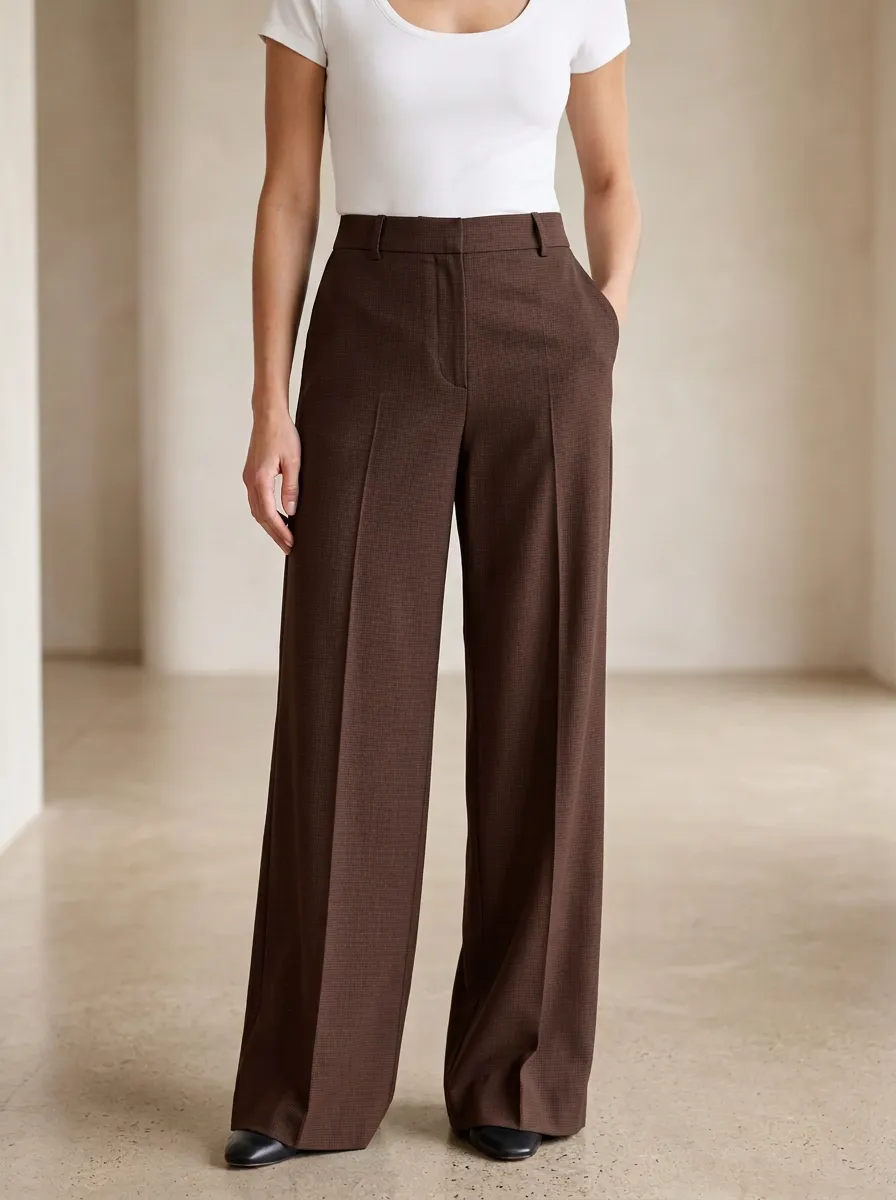 Wide-Leg Solid Printed Women's Wide-Leg Pants