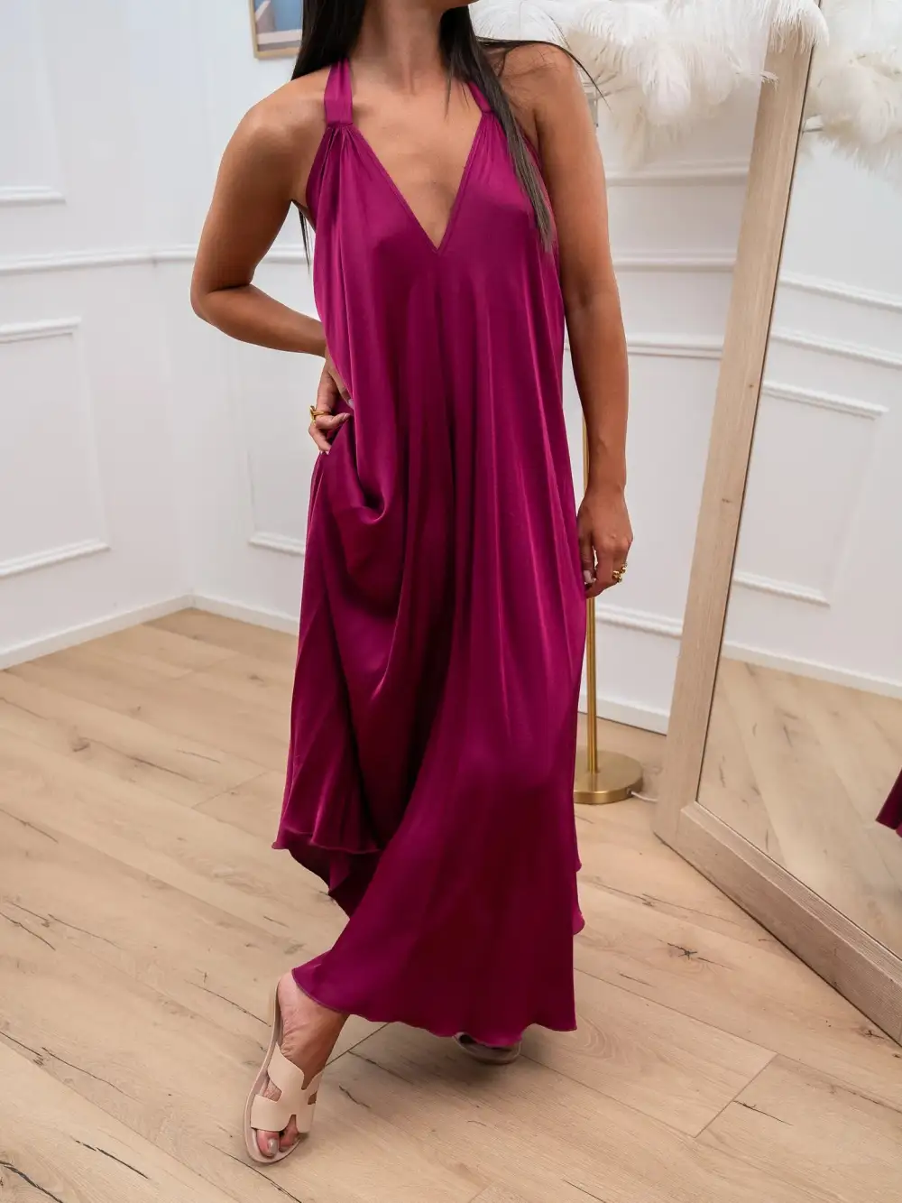 Minimal Maxi V Neck Dress