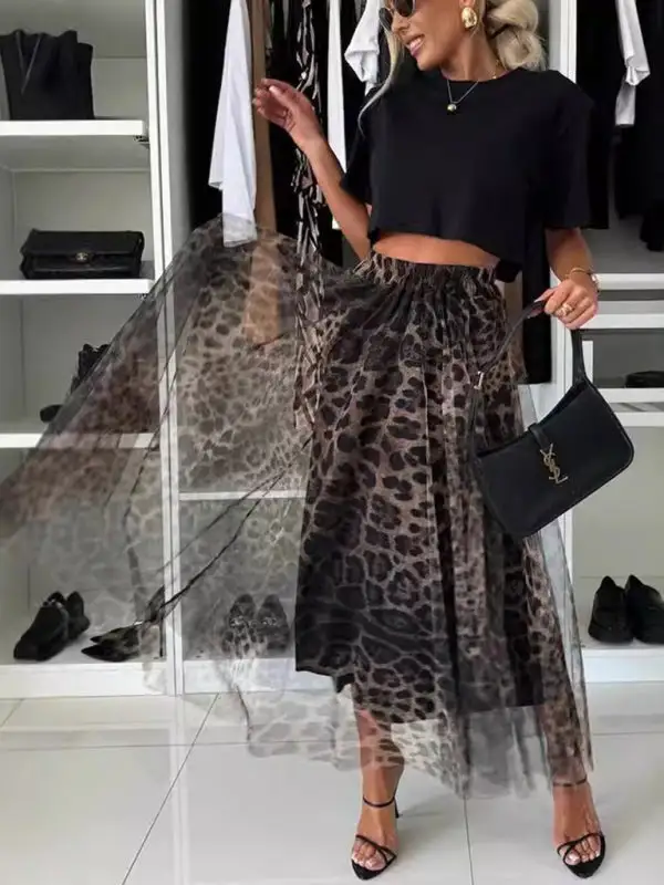 Textured Chiffon Printed Skirt