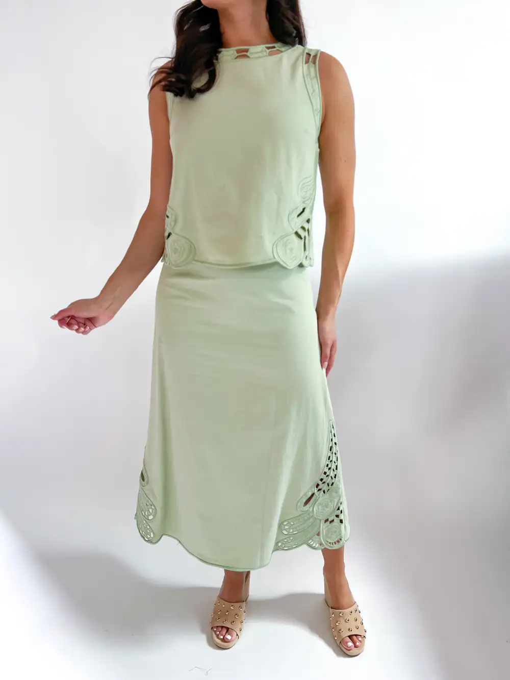 Textured Top And Skirt Set