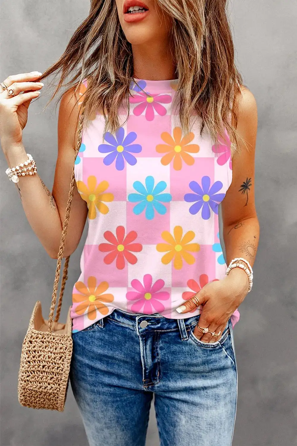 Everyday Round Neck Printed Tank Top