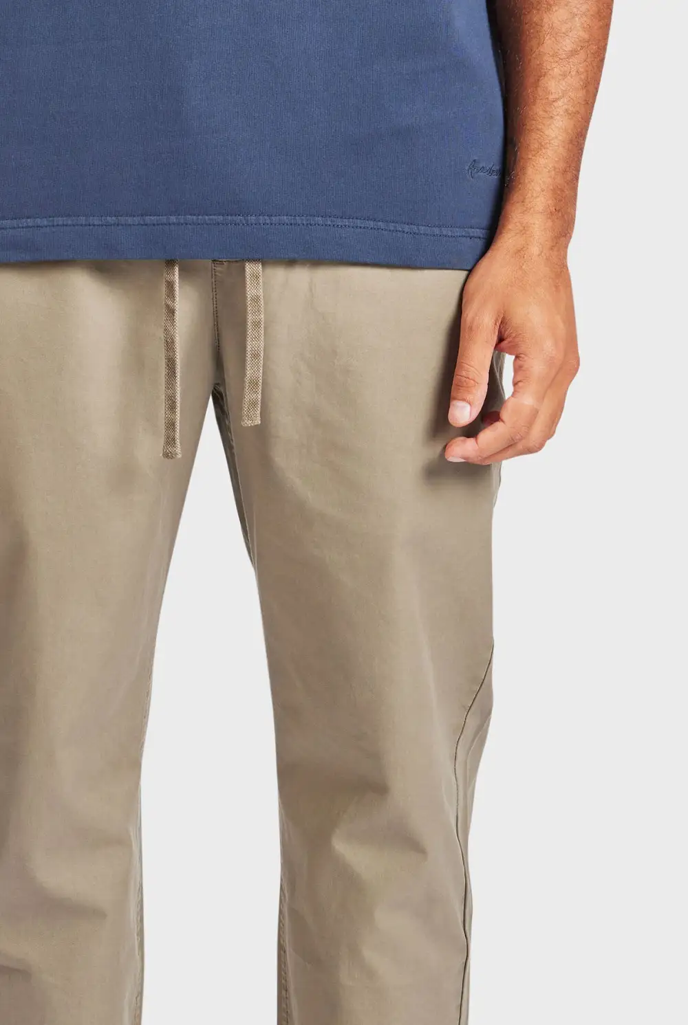 Ice Grey Elastic Waist Slim Chino Pant