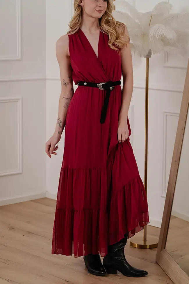 Modern Maxi V Neck Dress