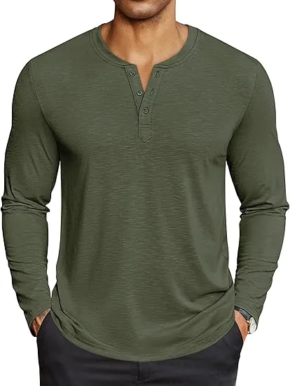 🧍‍♂️ Men’s Henley Long Sleeve Shirt – Lightweight, Soft & Everyday-Ready