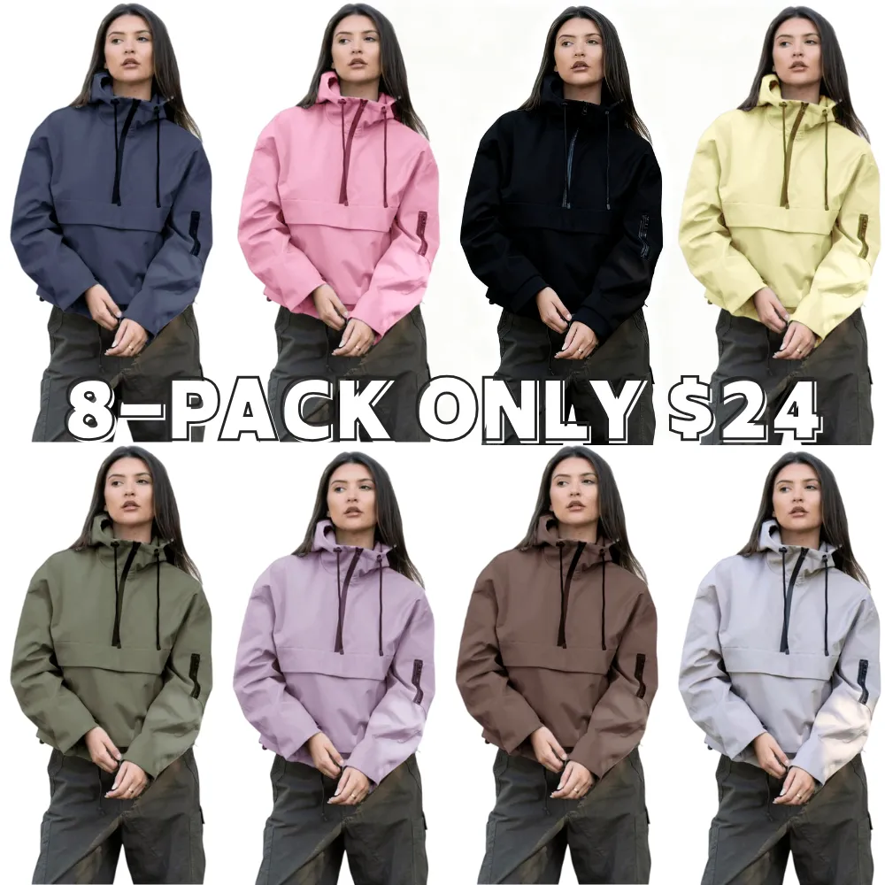 Women's StormTex Waterproof Oversized Fall Hoodie Coat Warm Half Zip Rain Jacket