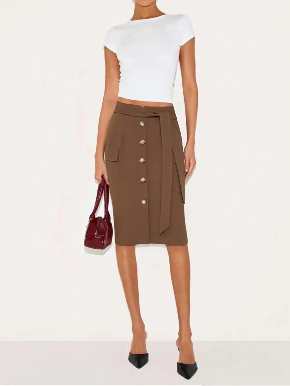 Clean Button Front Skirt