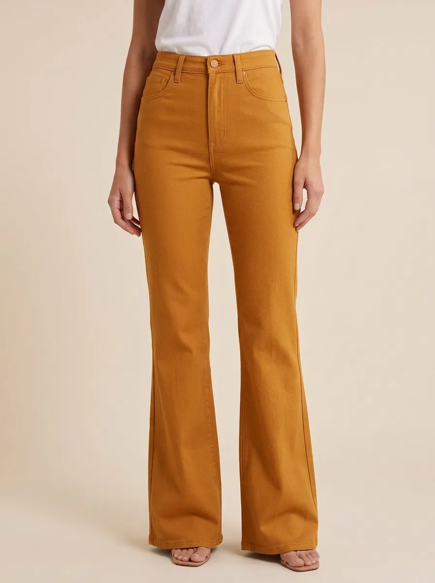 Women's High-Waisted Flare Print Jeans