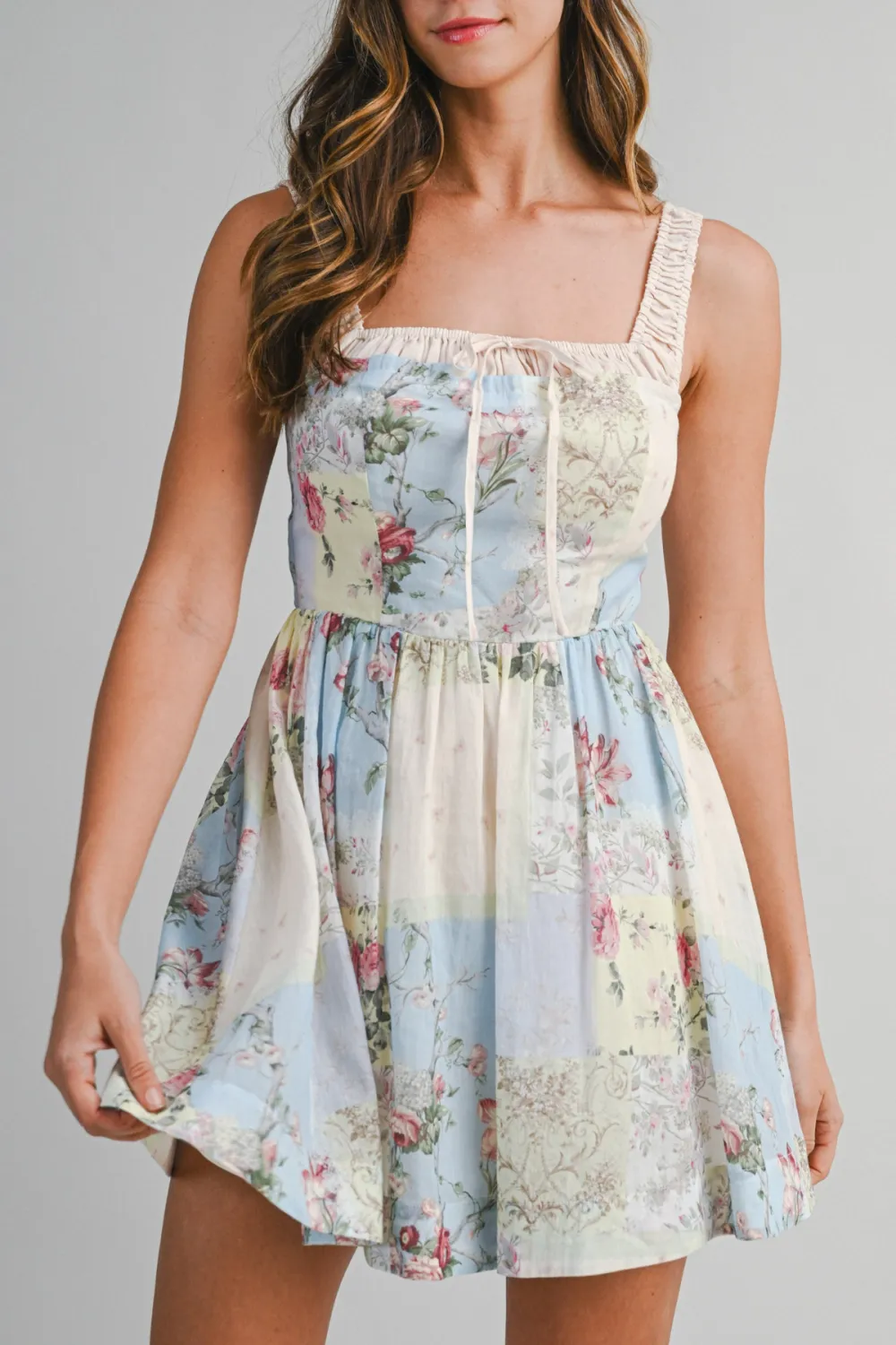 Ruched Shoulder Strap Mini Dress