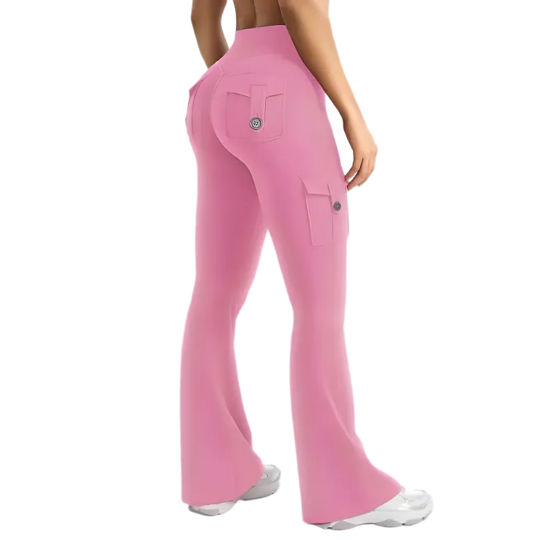 Women's High Waisted Scrunch Flare Yoga Leggings with Pockets