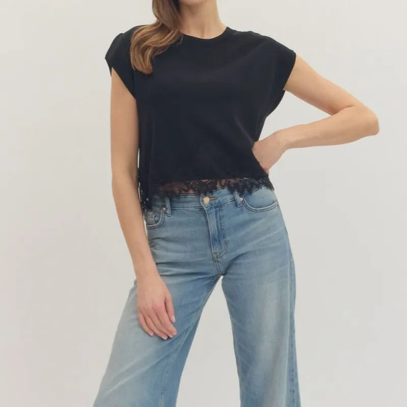 Textured Lace Hem Top