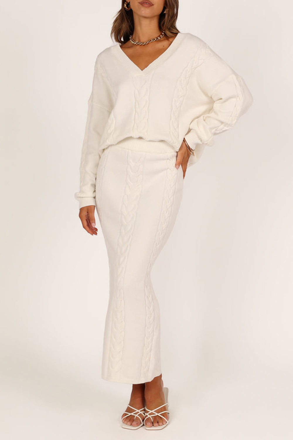 CASUAL MIDI STRIPED COTTON SKIRT