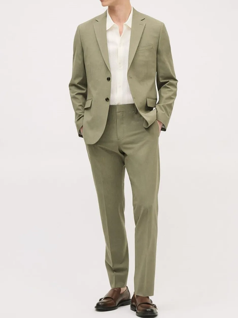 Khaki Tailored-Fit Suit Blazer