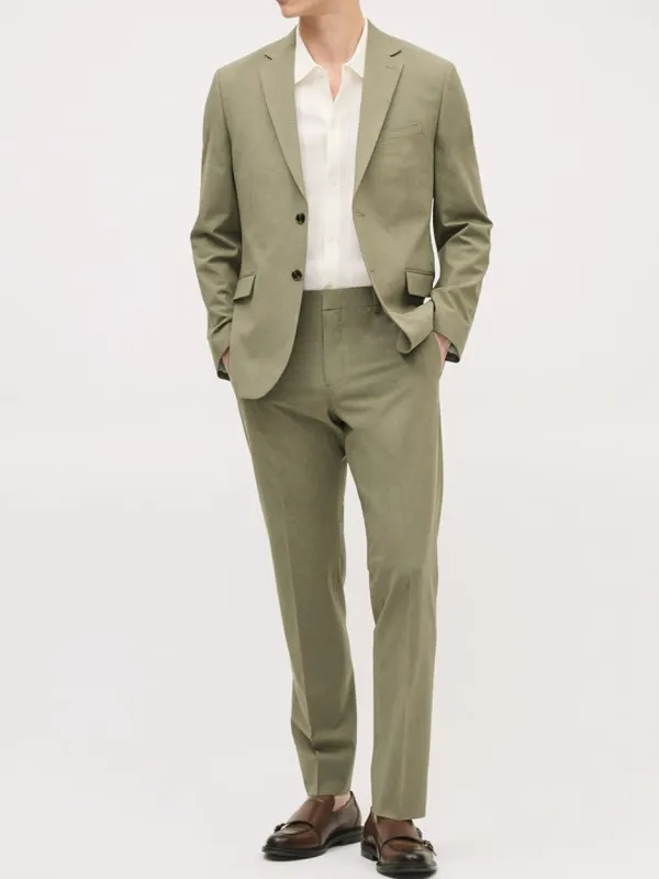 Khaki Tailored-Fit Suit Blazer