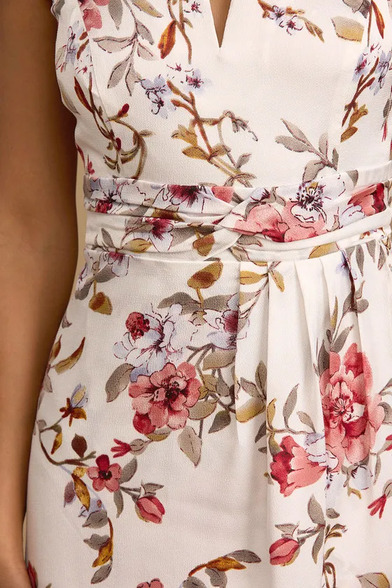 My Favorite Day Light Blue Floral Print Tulip Skirt Midi Dress