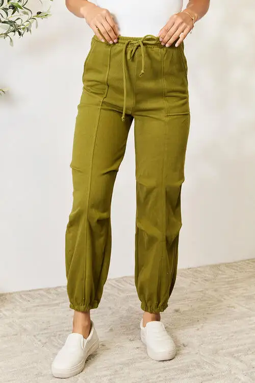 Drawstring Pocketed Cargo-Detail Sweatpants