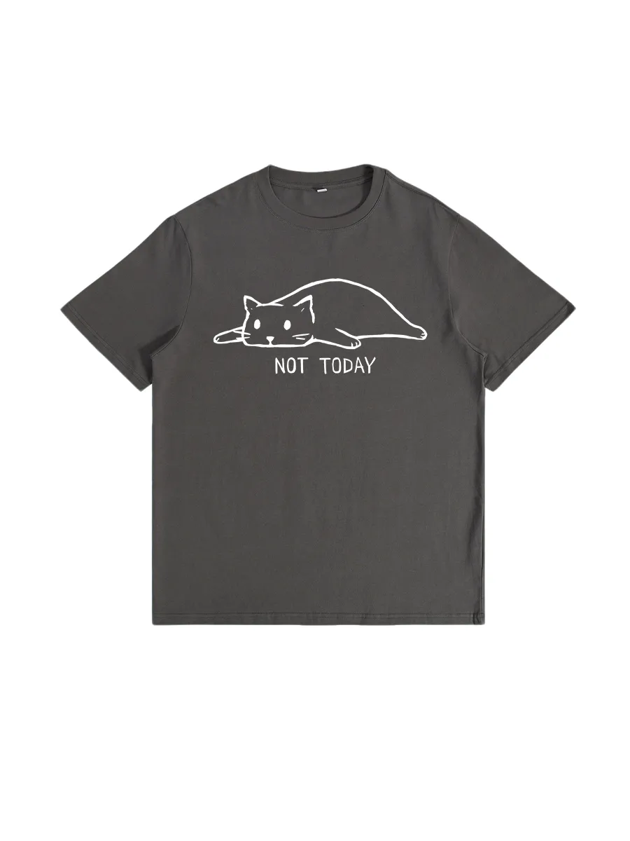 Not Today Cat Graphic Cute Tee