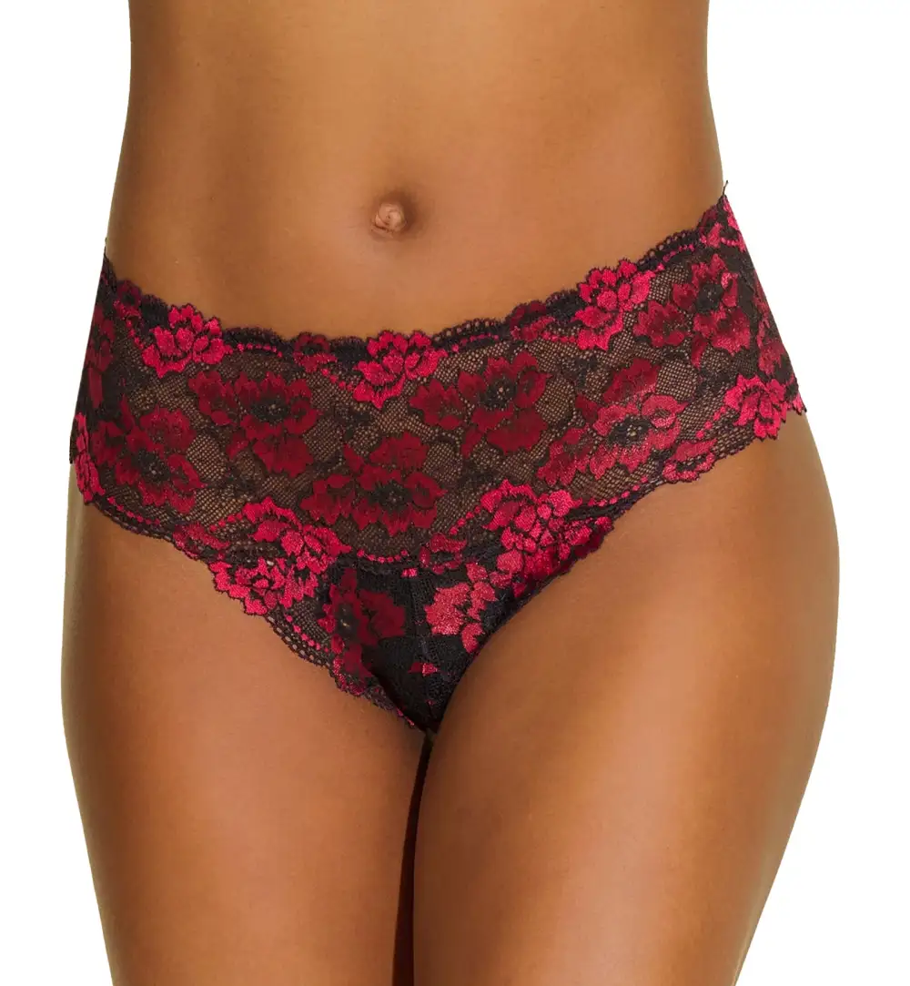 High-Waist Stretch-Lace Cotton Bikini Brief Panty