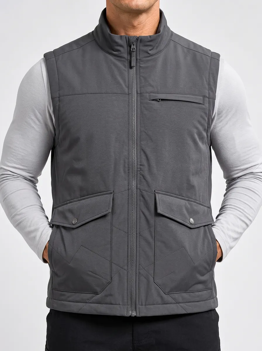 Men's Sleeveless Outdoor-Style Quilted Layering Jacket