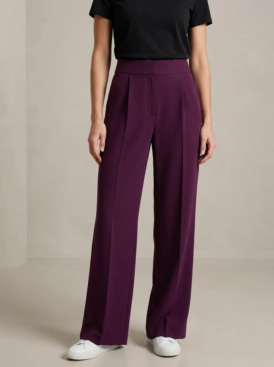 Relaxed Wide-Leg Pleated Women's Wide-Leg Pants