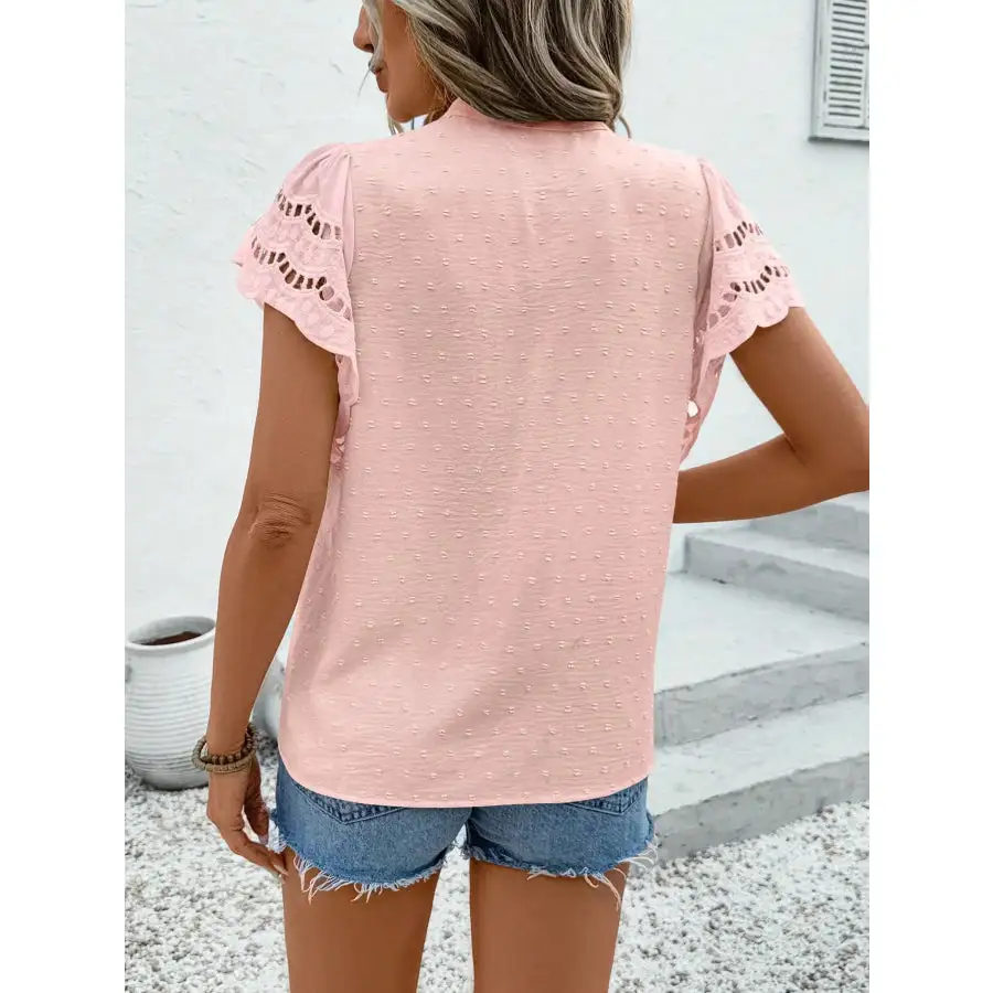 Swiss Dot Cutout Button Down Shirt