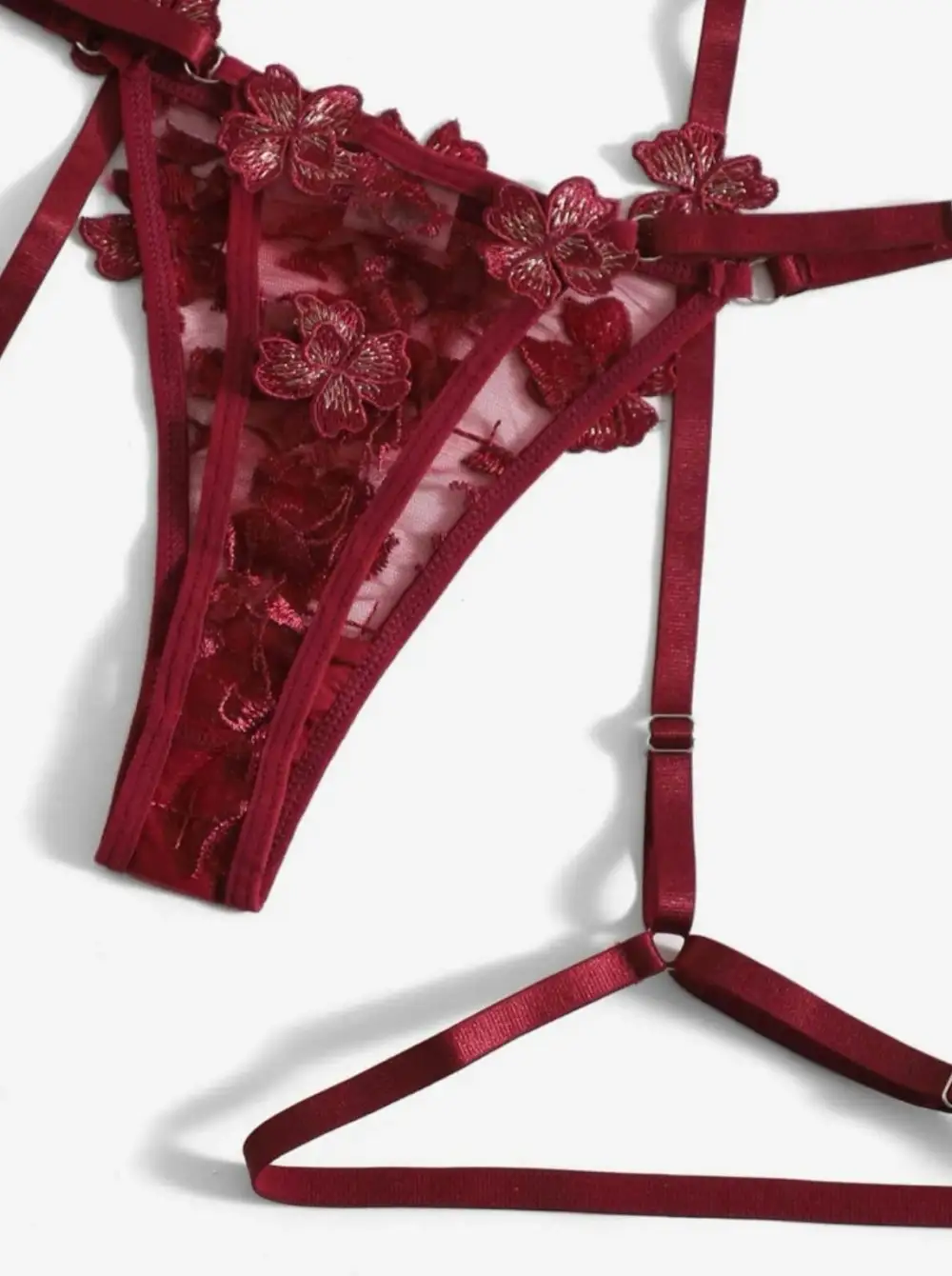 Embroidered Garter Lingerie Set