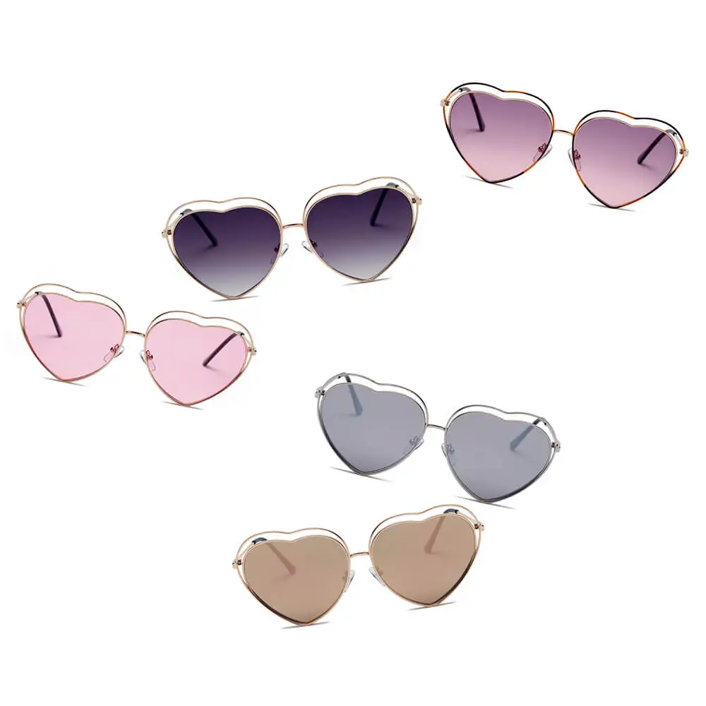 Fuzzy Heart Shape Frame Sunglasses