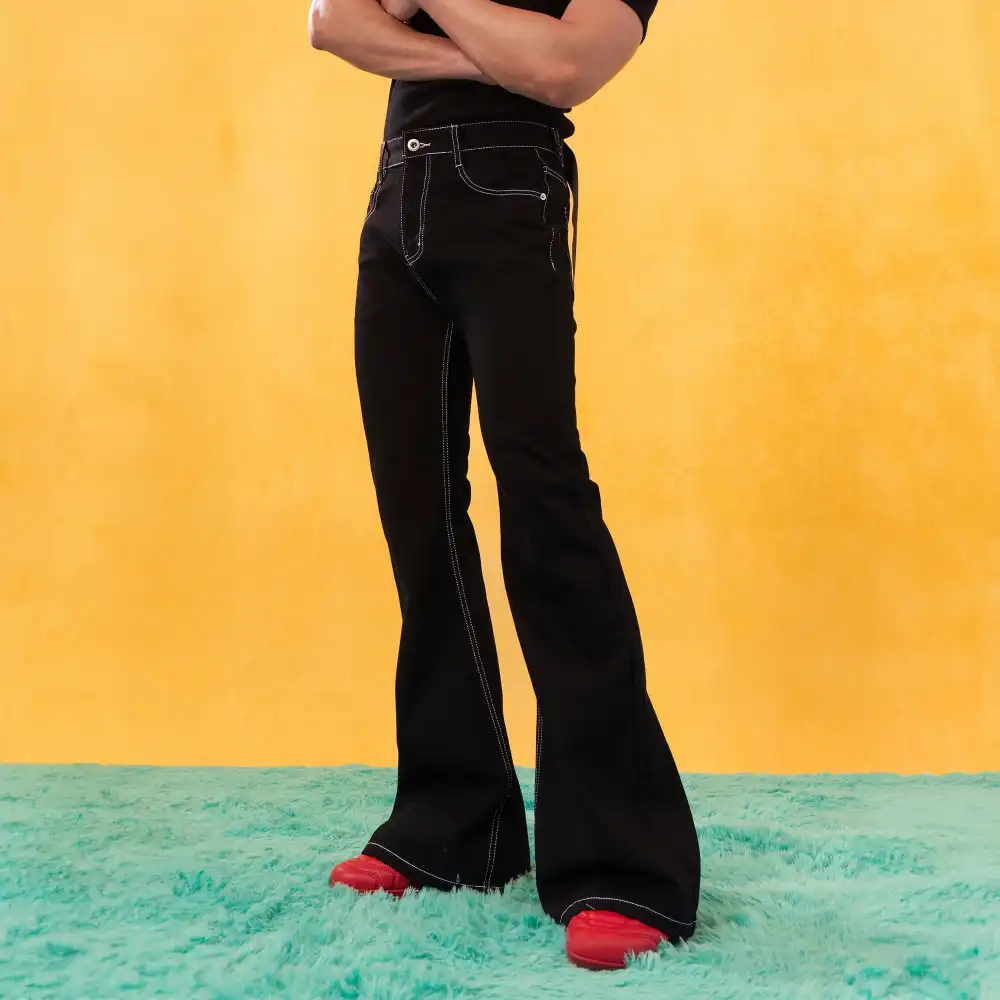 Flared Jeans With Contrast Stitching