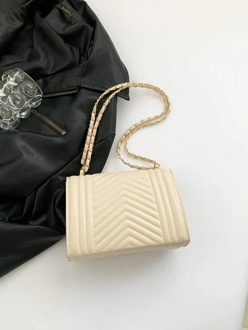 Flap Square Bag Quilted Pattern Minimalist