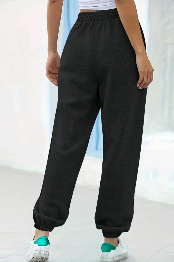 Relaxed Elastic-Waist Pocketed Jogger Pants