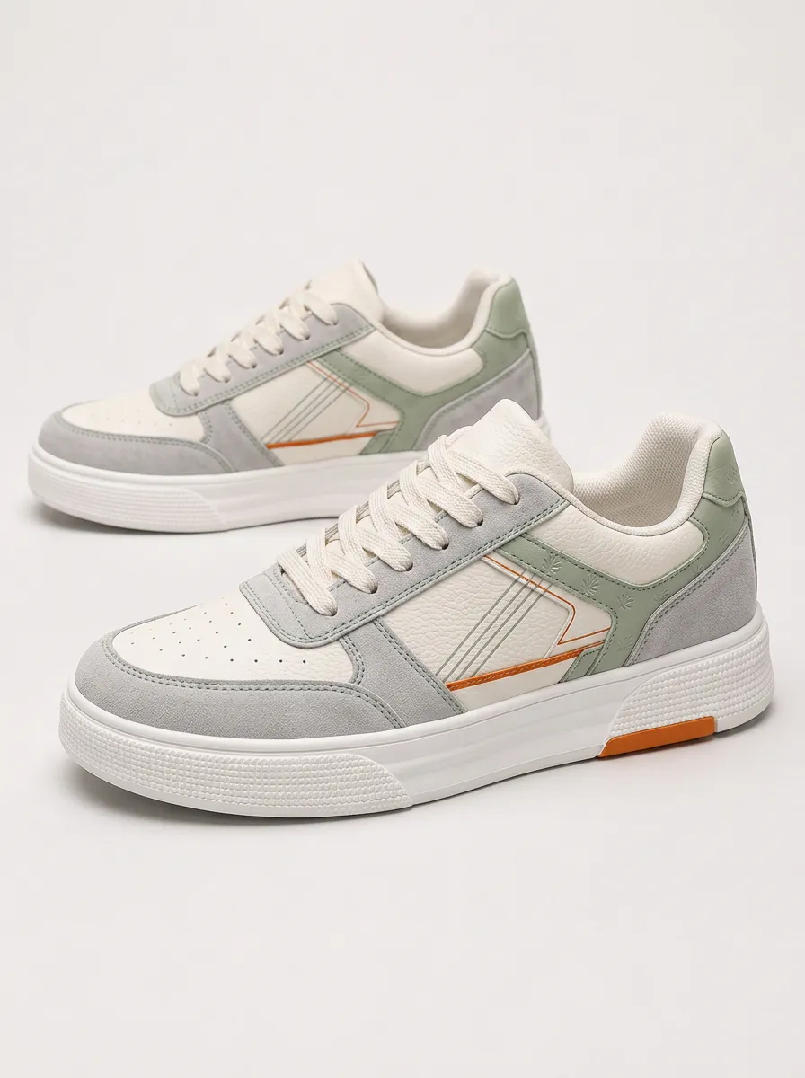 Men's Casual Colorblock Lace-up Skate Shoes