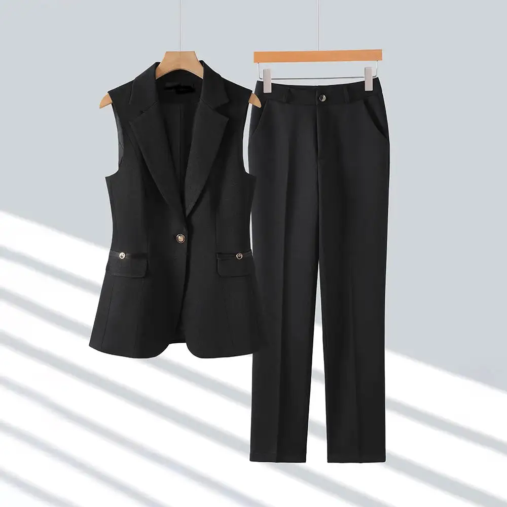 Women's Sleeveless Blazer And Trousers Two-Piece Set