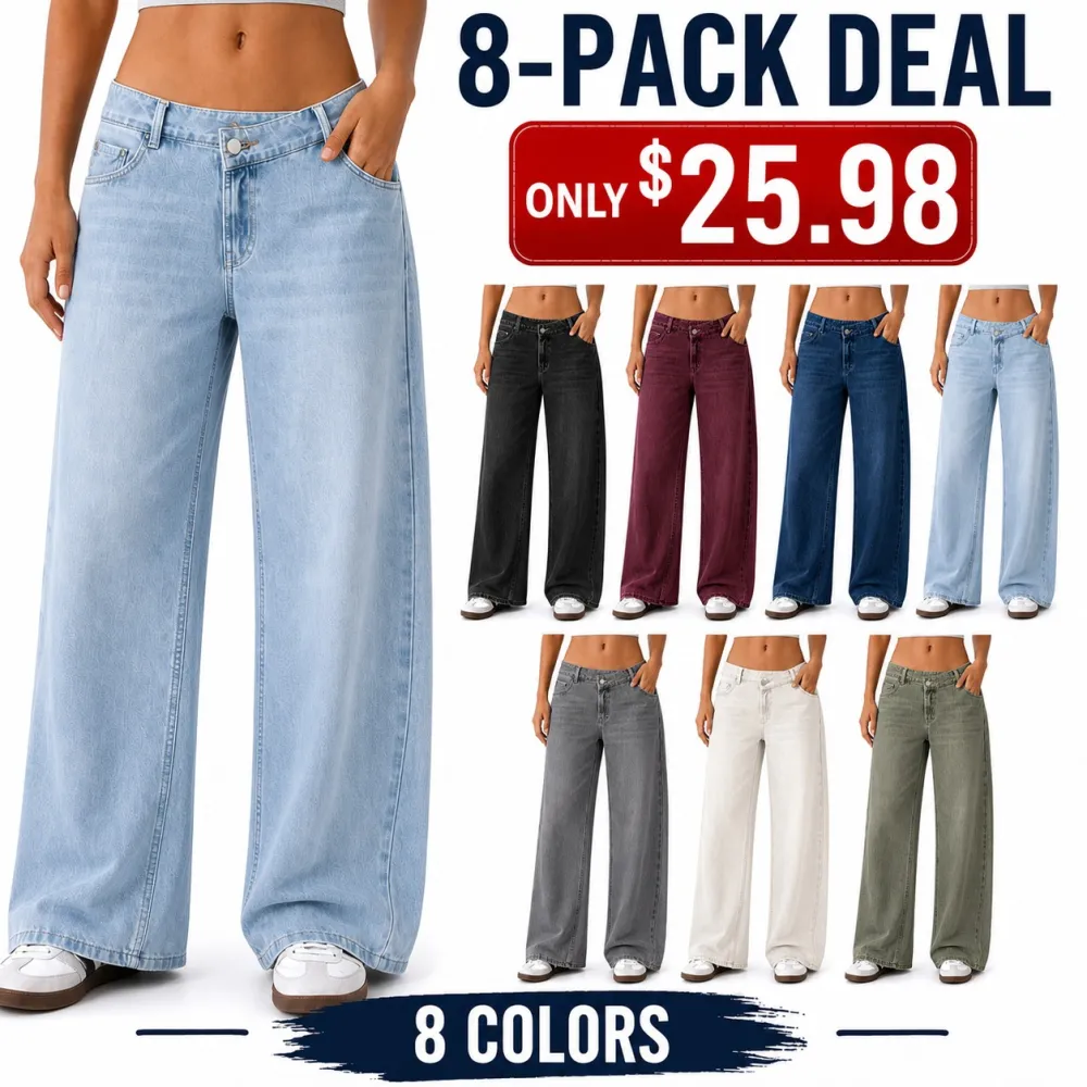 Women's Asymmetric Low-Rise Baggy Wide Leg Jeans