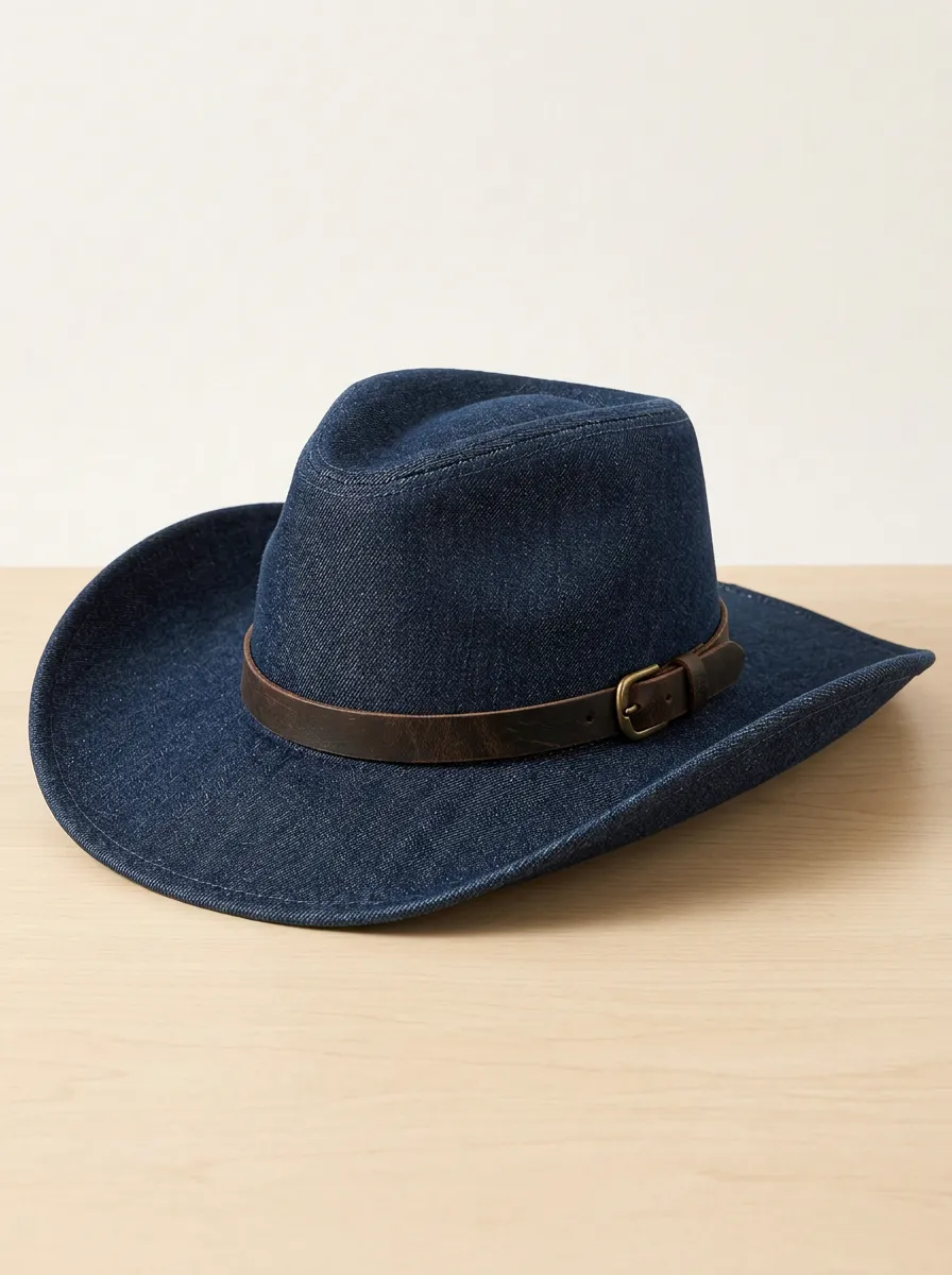 Everyday Leather Look Curved Brim Breathable Men's Cowboy Hat