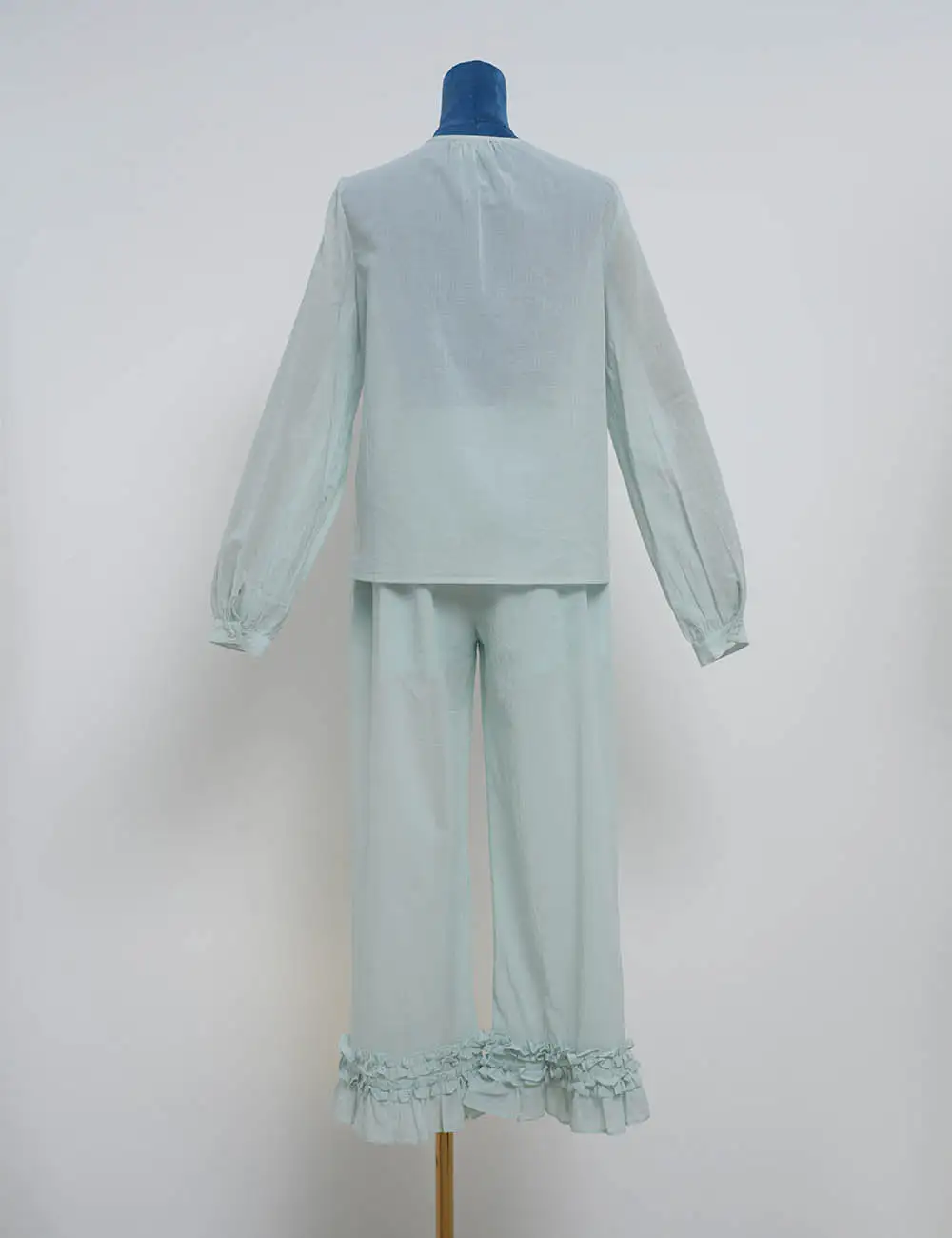 Casual Elastic Waist Ruffle Hem Wide Leg Pants