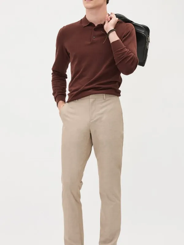 Intense Fudge Cotton Long-Sleeve Polo Sweater