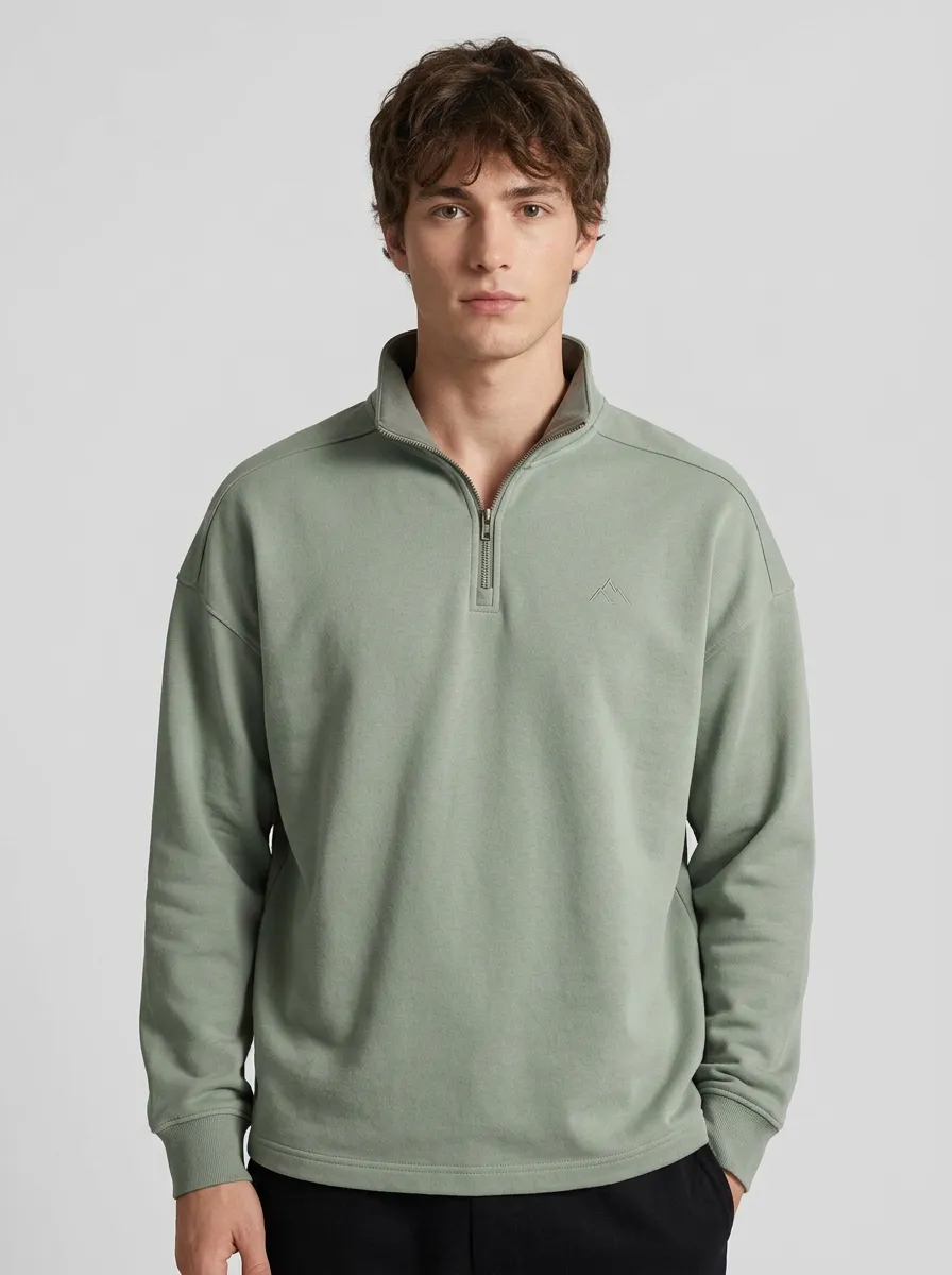 Men's Mountain Textured Embroidered Quarter-Zip Sweatshirt