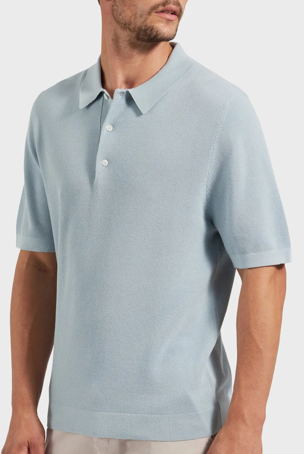 Riley Knit Polo- Air blue