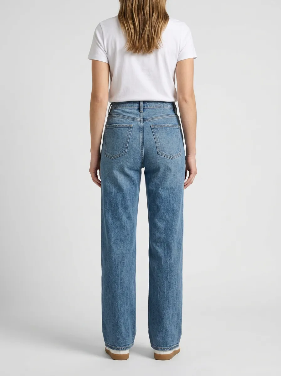 Off-Duty High-Rise Wide-Leg Printed Denim Jeans
