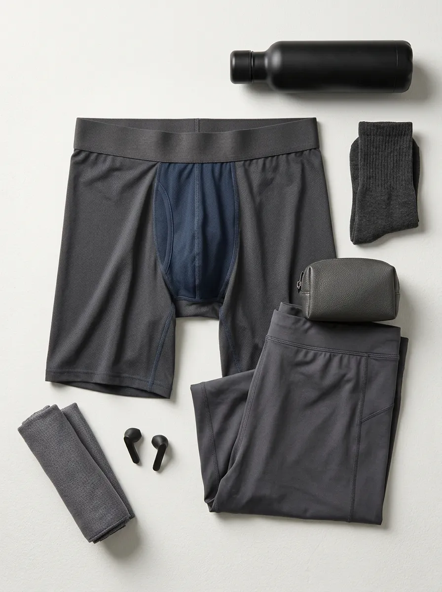Men's Athletic Performance Mesh Pouch Printed Boxer Briefs