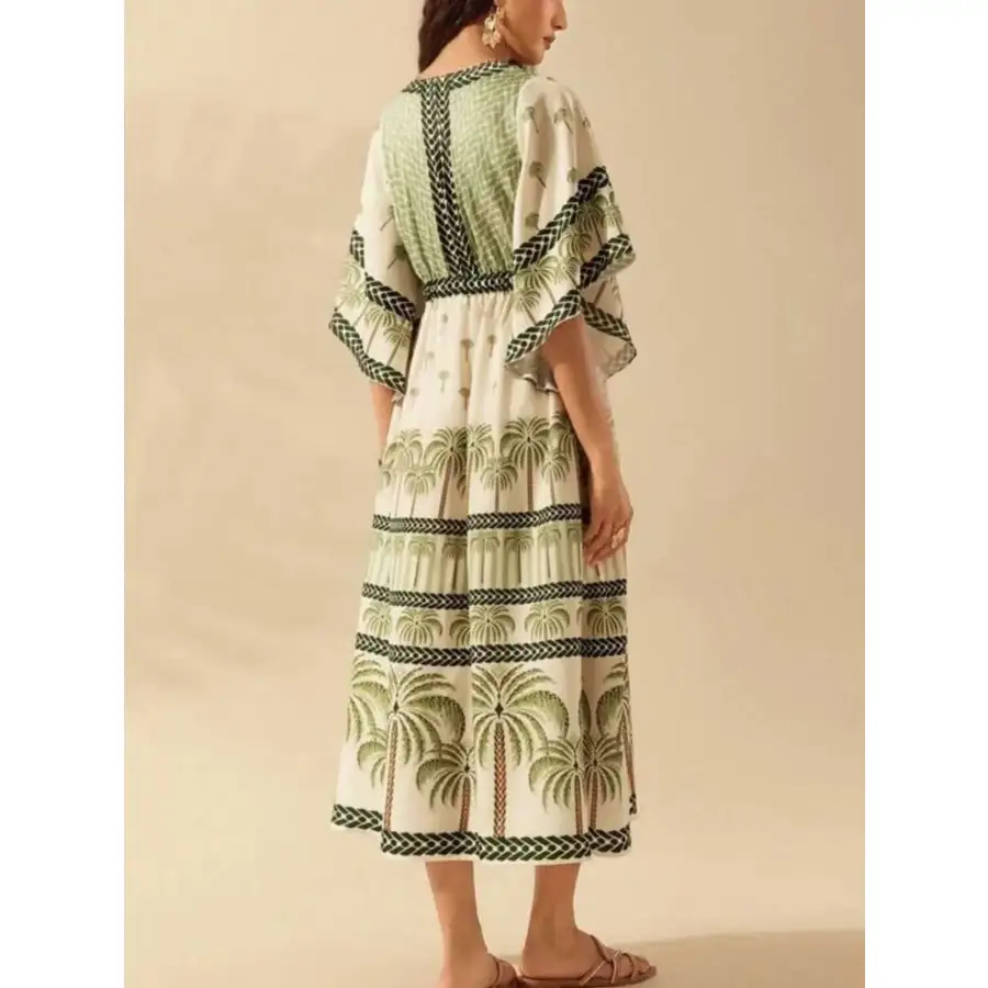 Palm V-Neck Midi Dress